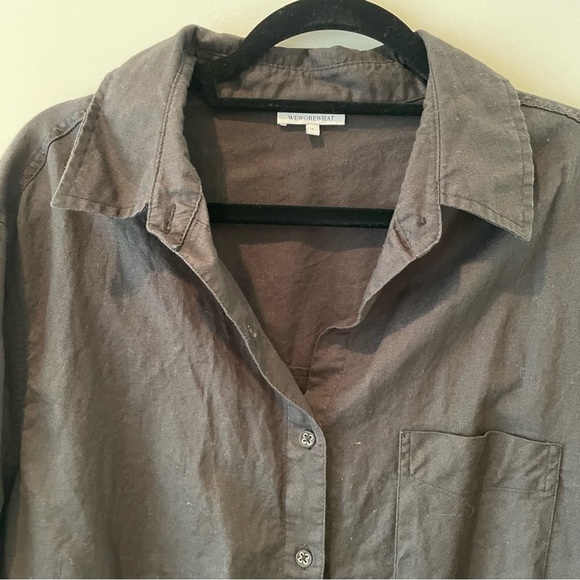 WHOWOREWHAT black linen cotton button down oversized shirt Large nordstrom - Picture 8 of 8